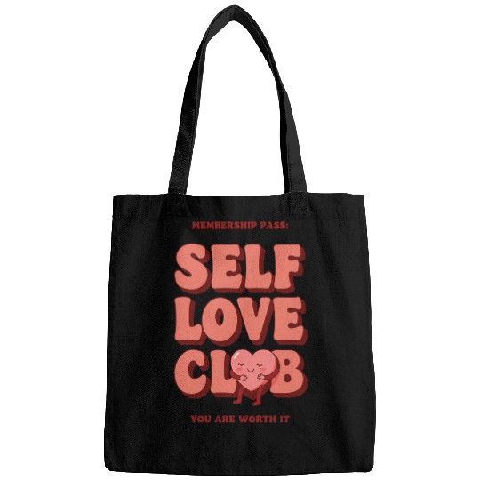 Retro self love club art. You are worth it! Bags
