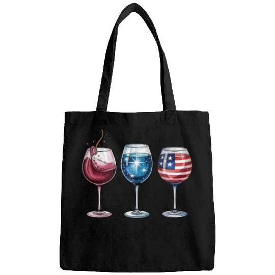 4th of July Red Wine Blue Bags