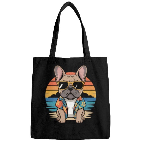 French Bulldog Summer Beach Vibe Bags