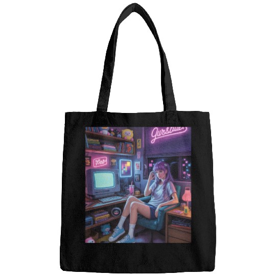 Y2K Gamer Girl Vibes – Retro Tech & Neon Room Aest Bags