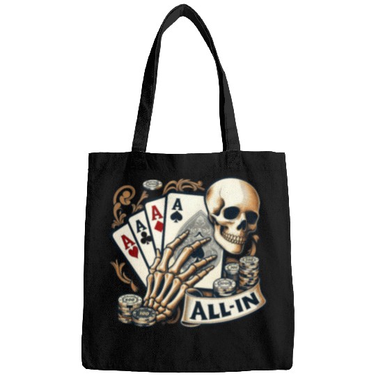 Casino Cards Gambling Skeleton Hand Gothic Bags