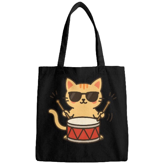 Drummer Cat With Shades Bags