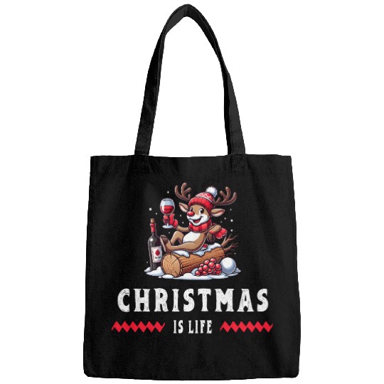 Reindeer With Wine - Christmas Vibes Bags