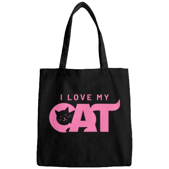 I Love My Cat – Cute Pink Cat Face Graphic Bags