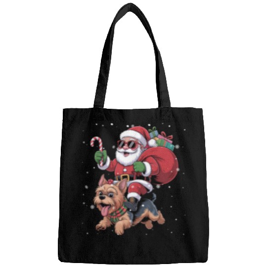 Santa Claus Yorkie Dog Christmas In July Bags