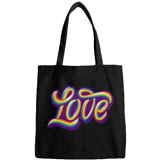 Rainbow Love Script Design Bags