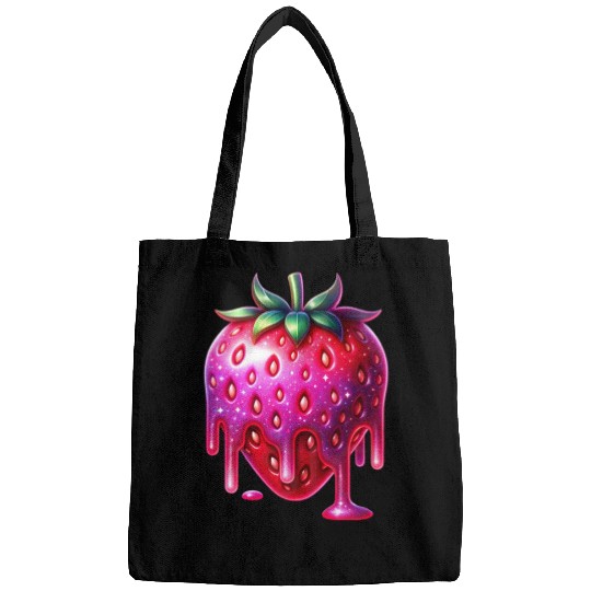 Vivid Dripping Strawberry Artwork Bags
