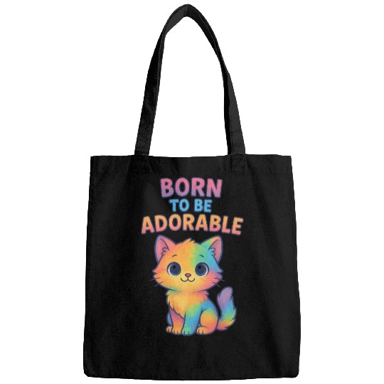 Colorful Adorable Kitten with Affirmation Bags
