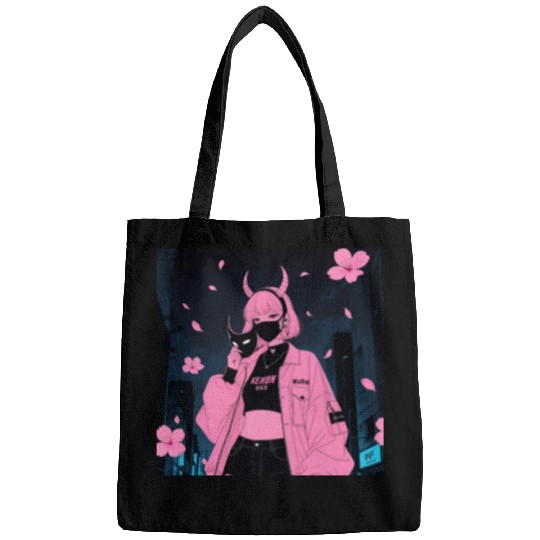 Neon Sakura Night Streetwear Design Bags