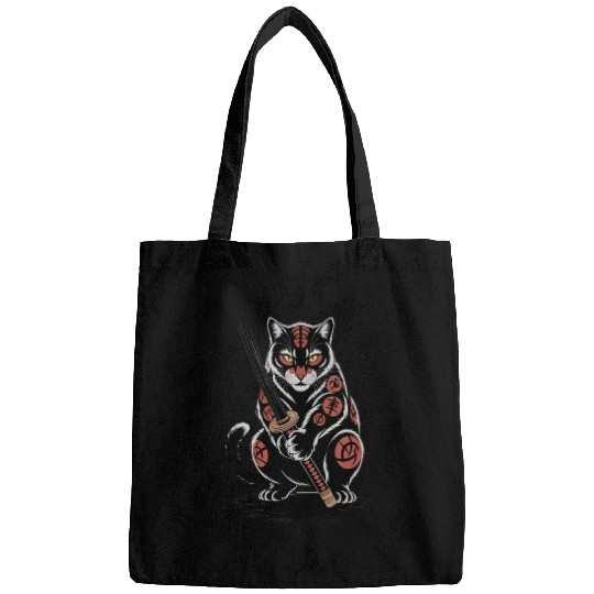 Mythical Japanese Warrior Cat Design Bags