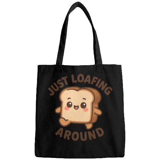 Cute Toast Loafing Meme Design Bags