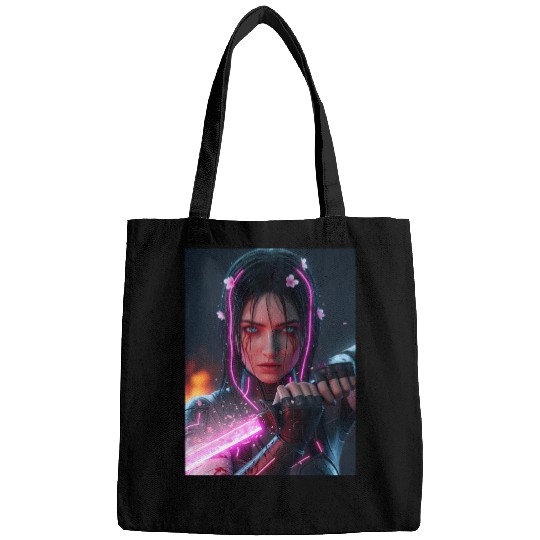 Cyberpunk Samurai Girl Bags
