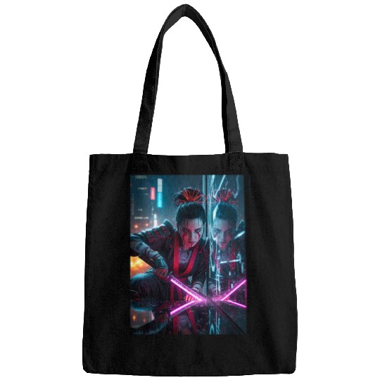 Cyberpunk Samurai Girl Bags