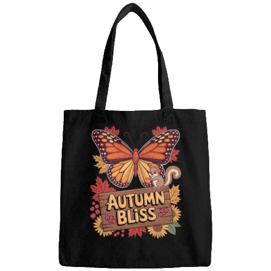 Autumn Bliss Butterfly Squirrel Leaves Fall Vibes Bags