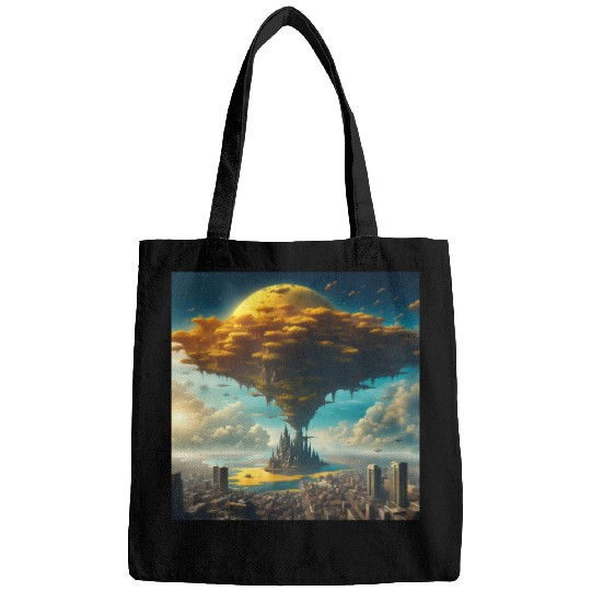 Sci-Fi Alien City: Floating Planet Twilight Scene Bags