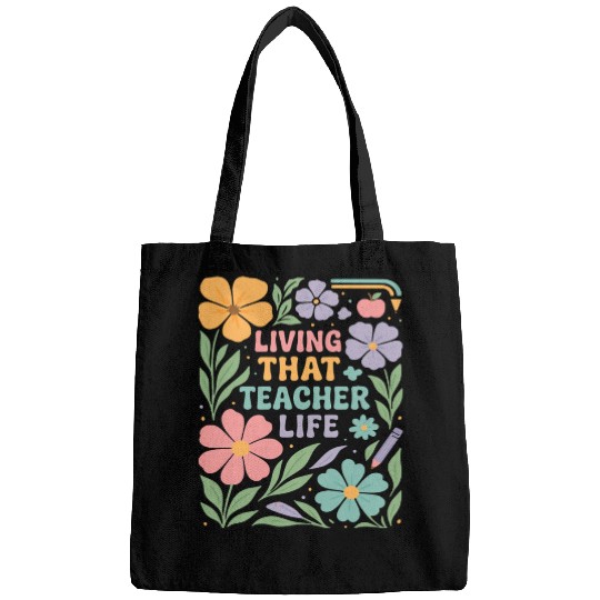 Floral Teacher Life Illustration Bags