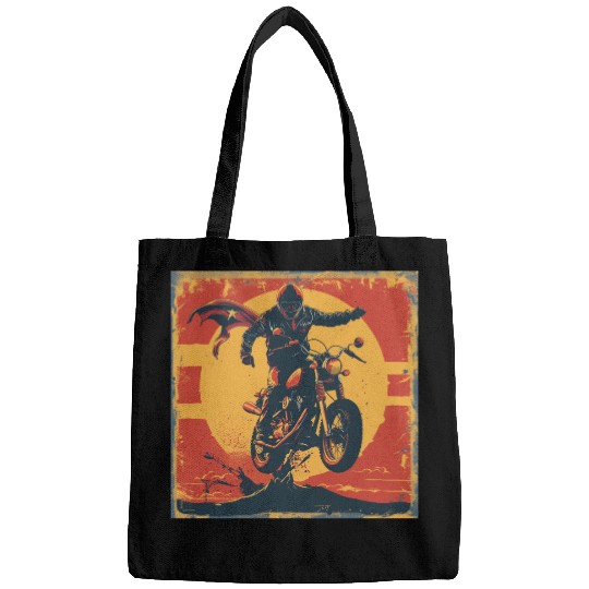 Heroic Motorcycle Rider Artwork Bags