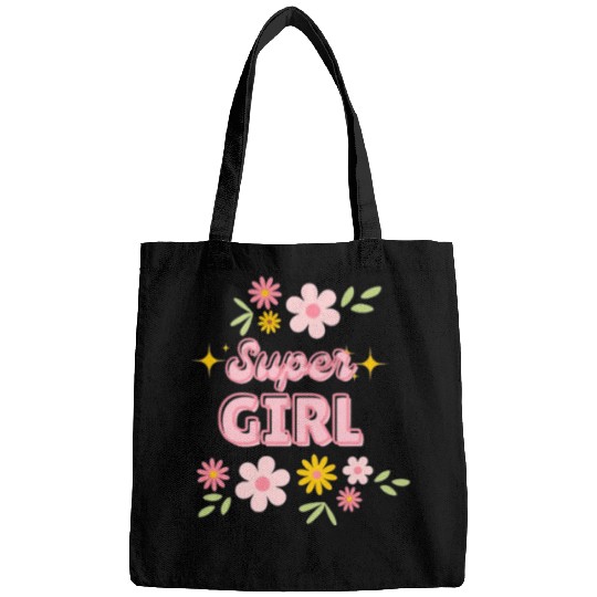 Super Girl Floral Sparkle Design Bags