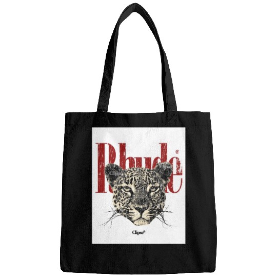 Leopard Face with Bold Red Text Bags