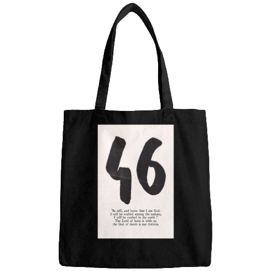 Psalm 46 Minimalist Christian typography poster Bags