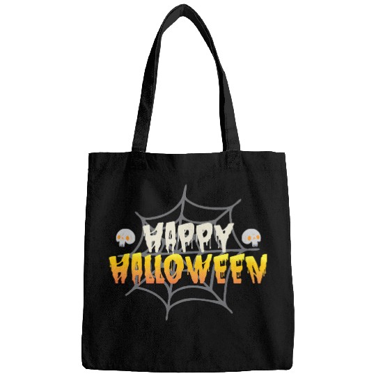 Happy Halloween with Spiderweb and Skulls Bags