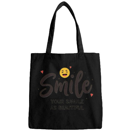 Inspirational Smile Typography Design Bags