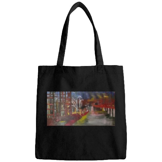 Impressionist Night Forest Path Bags