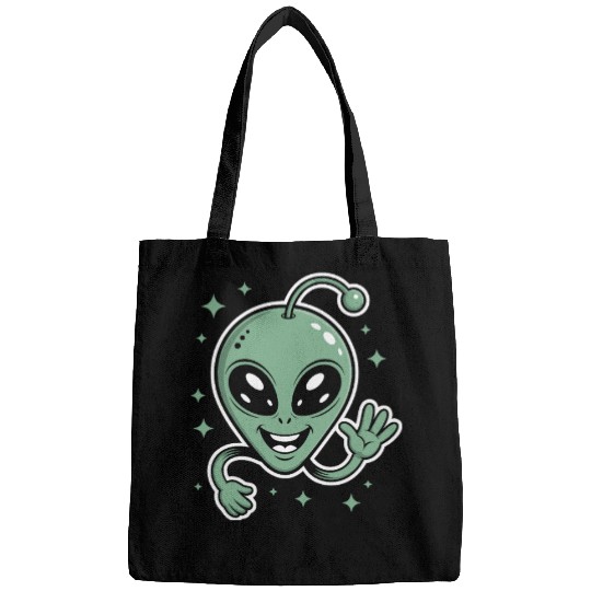 Cute Alien Cartoon Illustration Bags