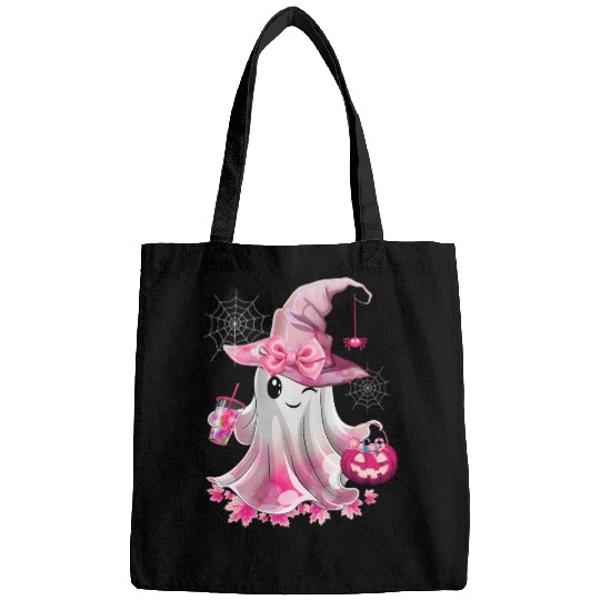 Cute Ghost Drinking Coffee Halloween Ice Coffee Bags