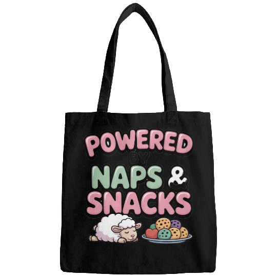 Powered by Naps and Snacks Illustration Bags