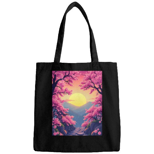 Cherry Blossom Sunset Path Bags