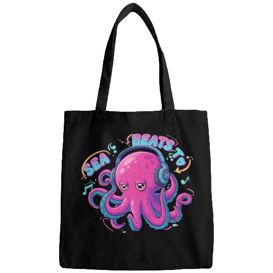 Music Loving Octopus in Vibrant Neon Style Bags