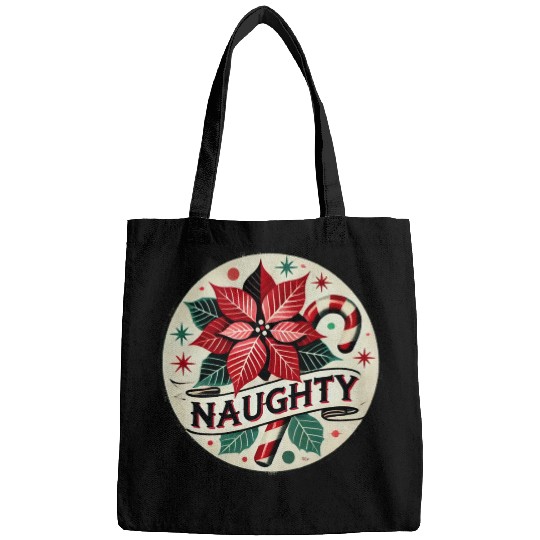 Festive Poinsettia Naughty Holiday Design Bags