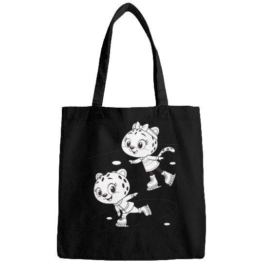Black-and-White Leopard Cubs Ice Skating  Bags