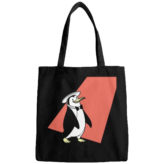 Dapper Penguin in Top Hat and Bowtie Illustration Bags