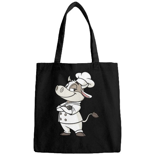 Charming Cow Chef Cartoon Illustration Bags
