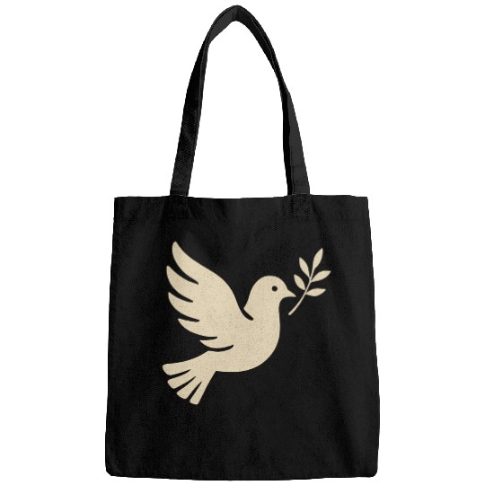 Elegant Dove with Olive Branch Design Bags