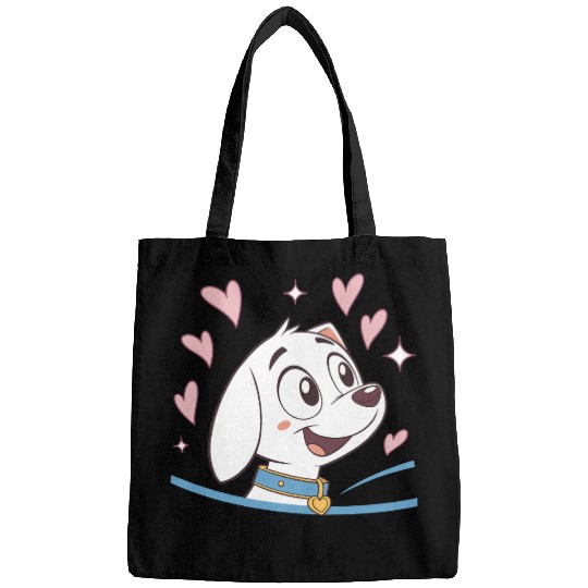 Cartoon Puppy with Hearts and Stars Bags