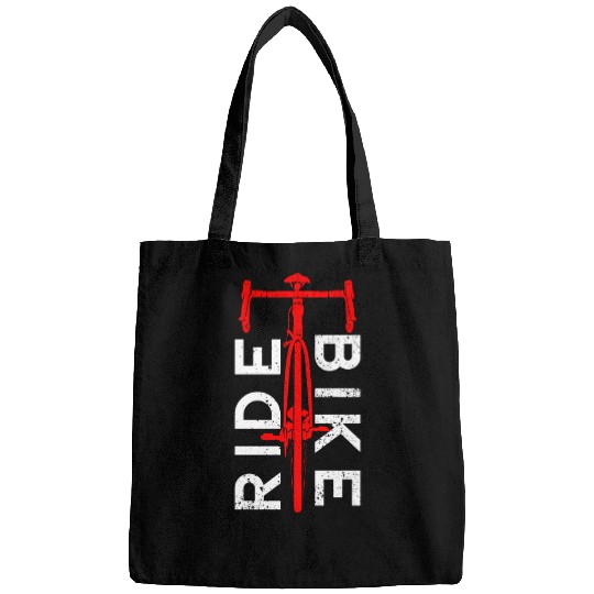 ride bike typography and red road bike grunge Bags