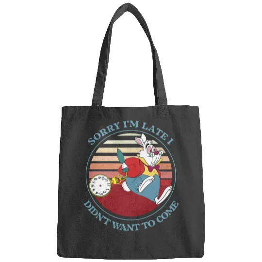 Disney Alice In Wonderland White Rabbit Sorry I Am Late Bags , Vintage Disneyland  Family Matching Vacation Bags