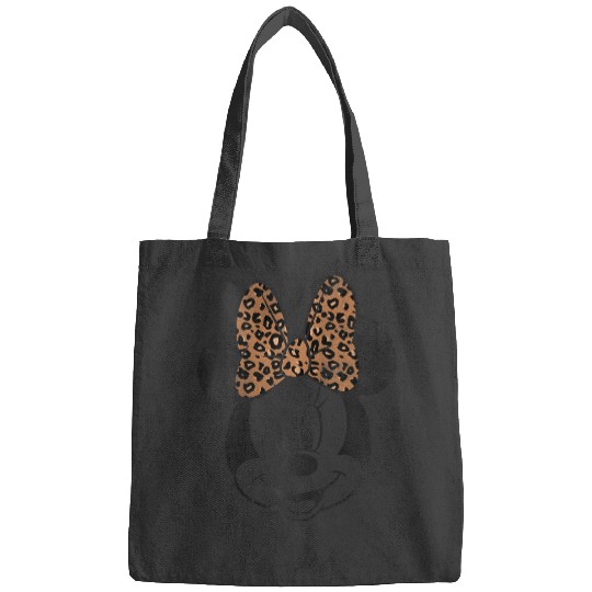 Disney Minnie Mouse Distressed Vintages Leopard Bow Portrait Raglan Baseball Tee Bags