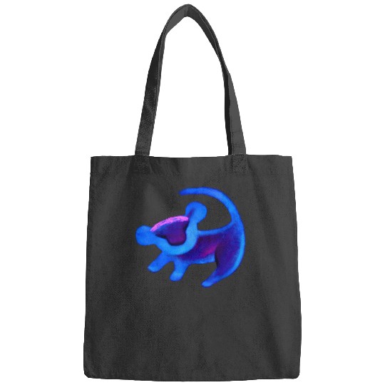 Disney The Lion King Simba Cave Painting Blue Hue T-Shirt Bags