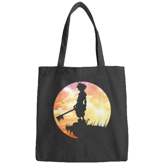 Disney Kingdom Hearts Sora Sunset Silhouette Pose Chest Logo Bags