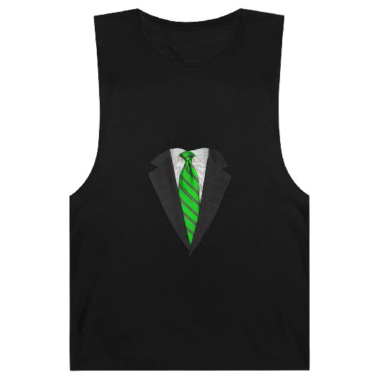 Realistic Suit and Neck Tie Green Barnard Tanks