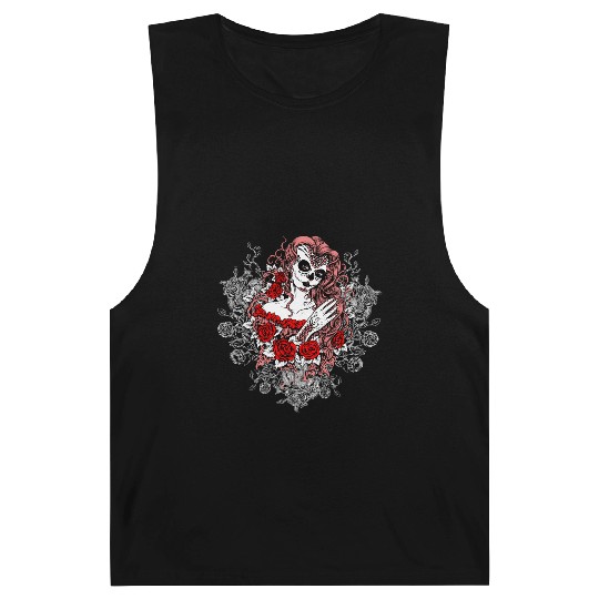 Santa Muerte Holy Woman Skull Mexico Dead Saint Barnard Tanks