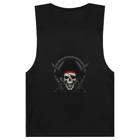 Ahoy Buccaneers Avast Ye motif of Pirate Skull Barnard Tanks