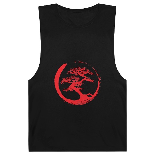 Zen Bonsai Tree in Enso Circle (red) Barnard Tanks