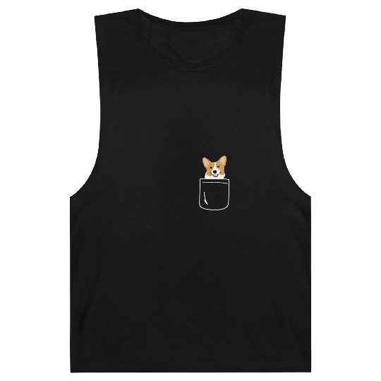 Corgi In Pocket Funny Cute Puppy Big Happy Smile Barnard Tanks
