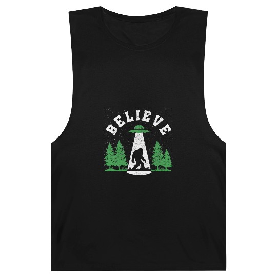 Believe - Bigfoot Ufo Sasquatch Mystical Gift Barnard Tanks