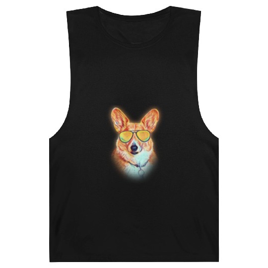 Pembroke Welsh Corgi Colorful Neon Dog Sunglasses Barnard Tanks